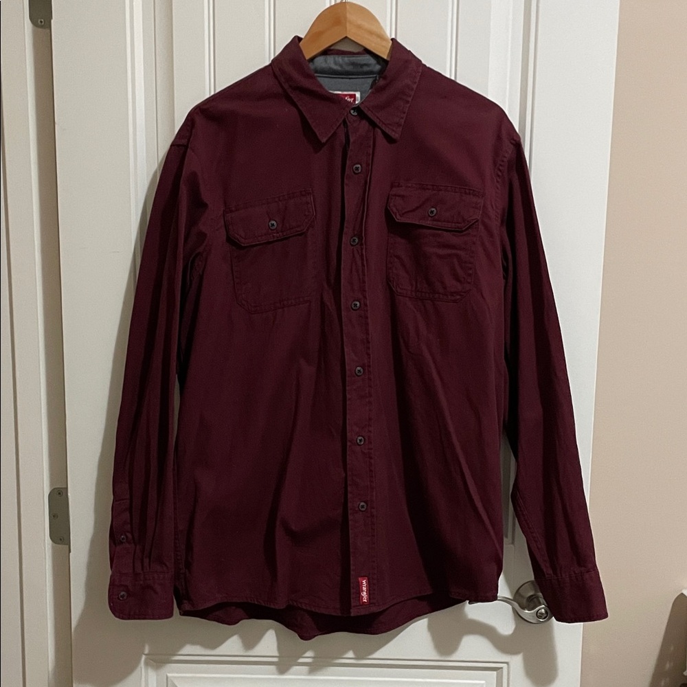 Wrangler Burgundy Button-Up Shirt